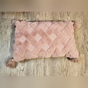 Dusty Pink Soft Fur Lumar Throw Pillow Cover with Tassels 12 x 20
